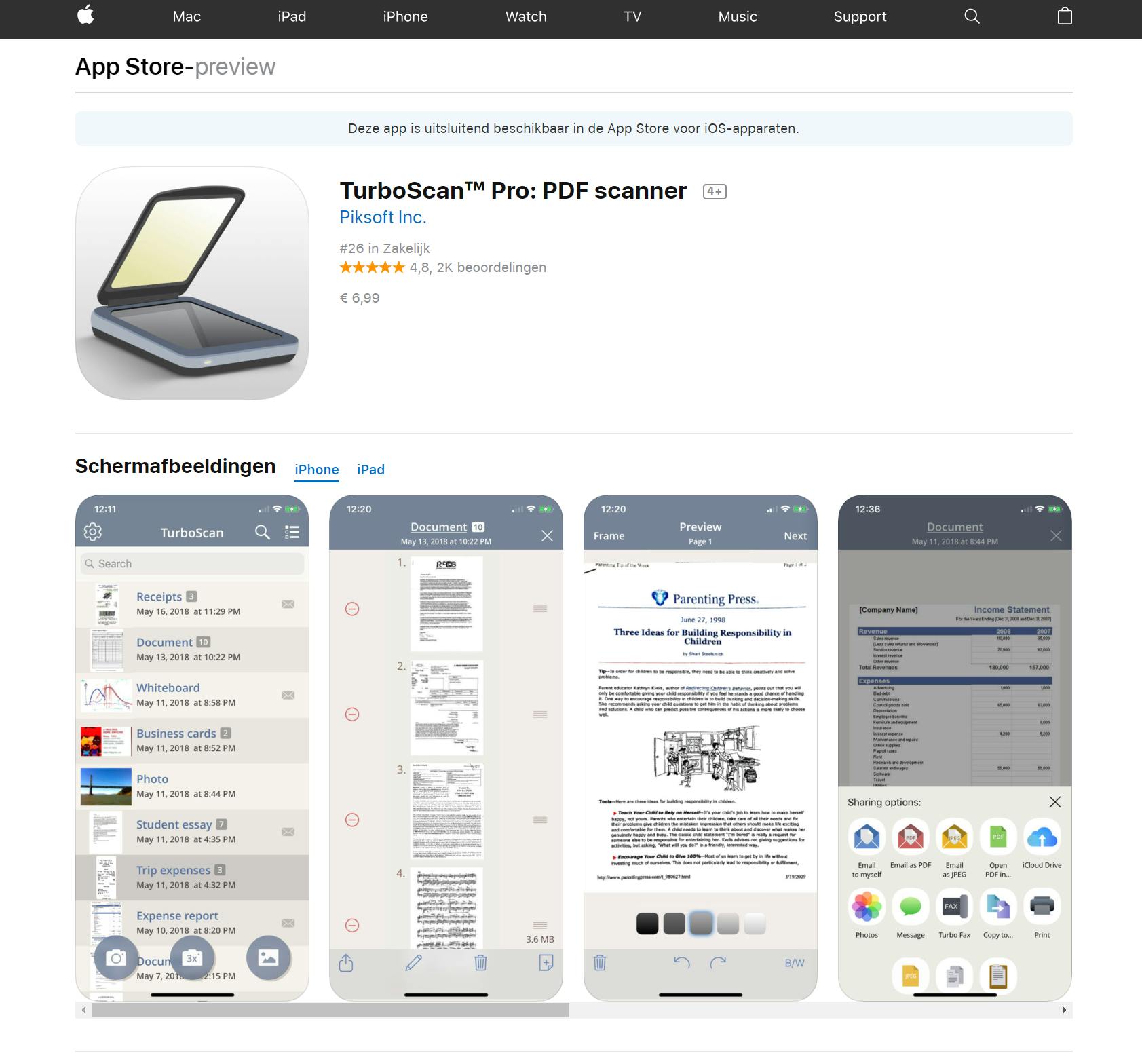 Met TurboScan kun je je bonnetjes digitaliseren.