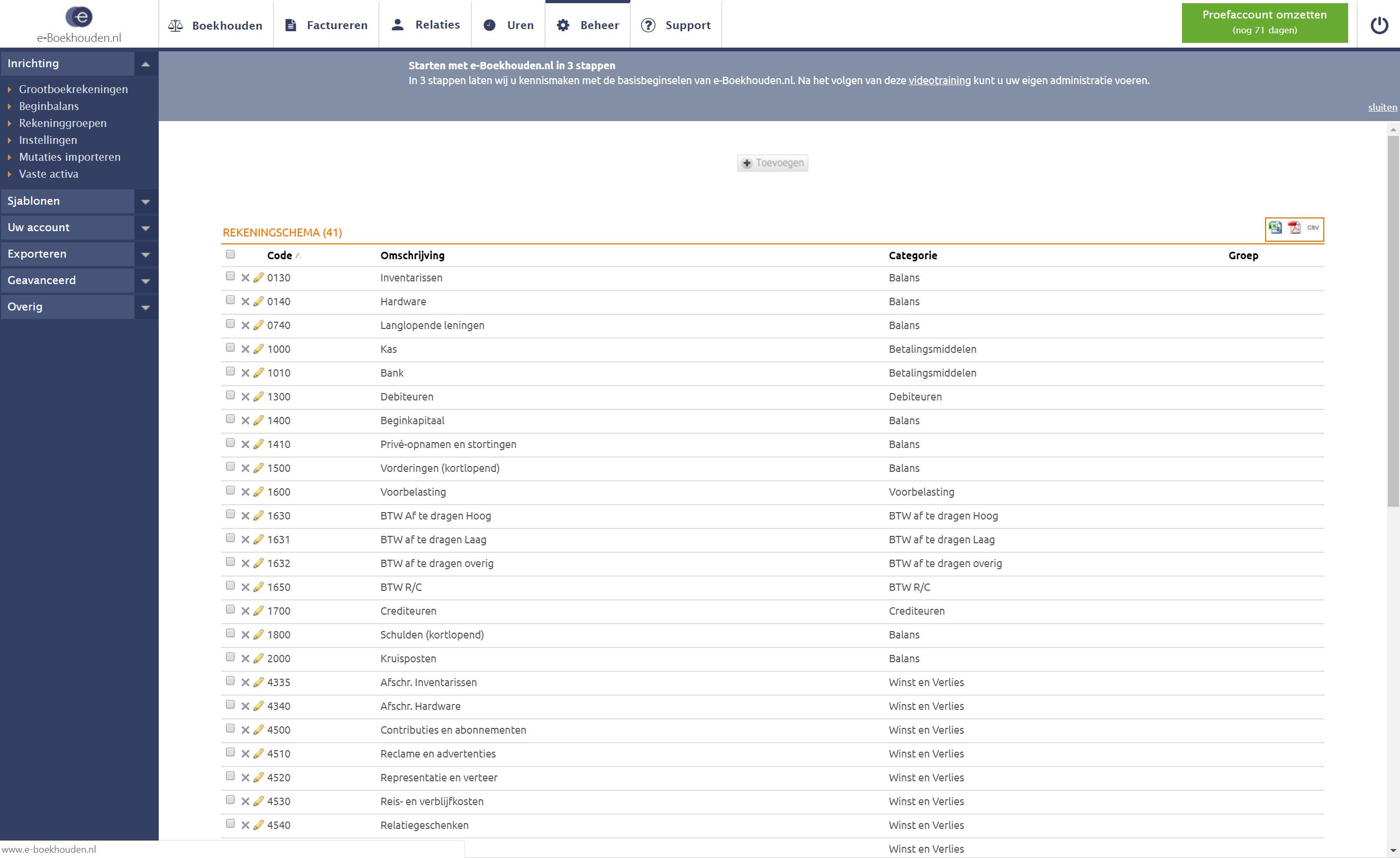 Maak een grootboekrekening voor alle financiële aspecten van je bedrijf.