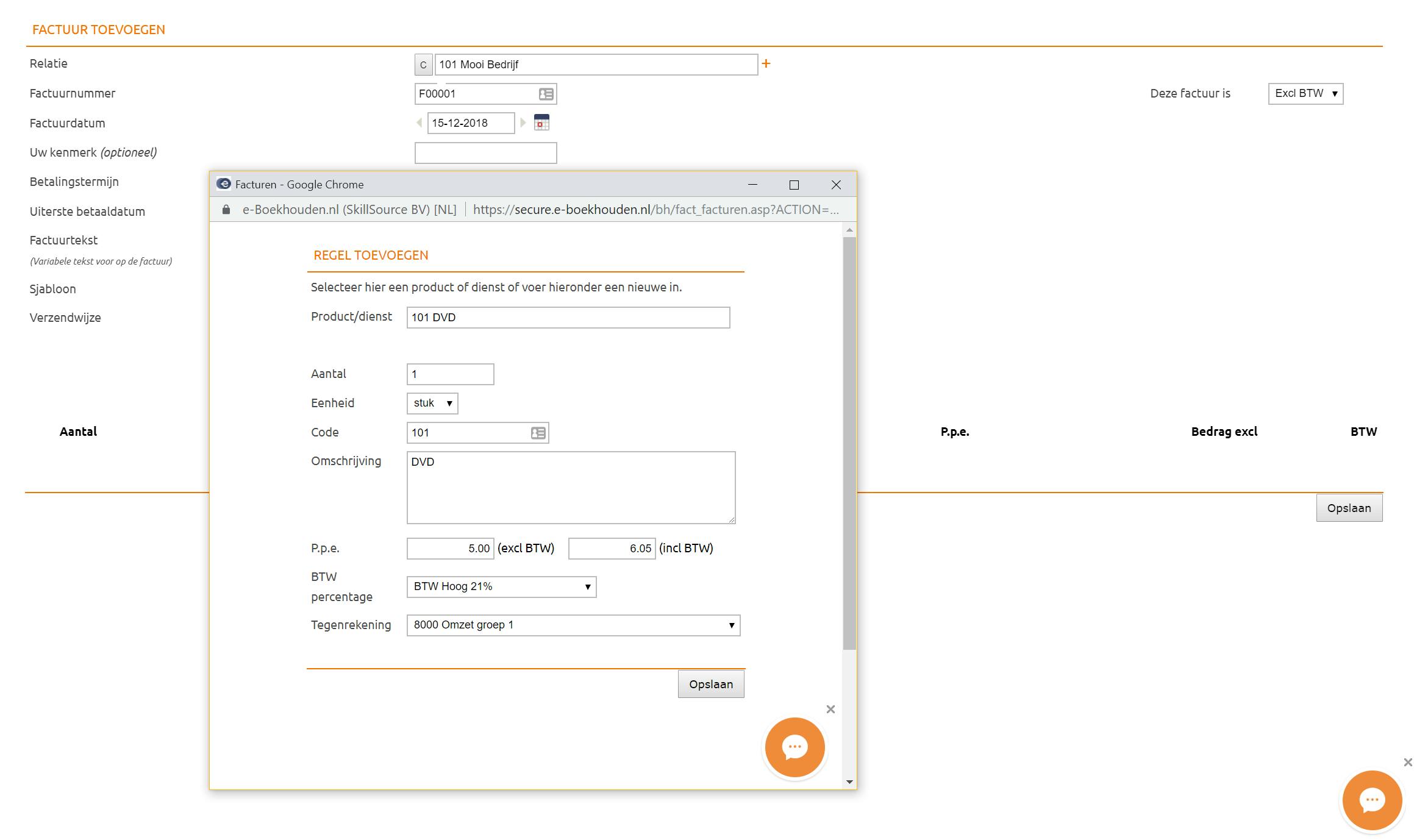 Een factuur maken gaat heel gemakkelijk met de elementen die je eerder hebt geconfigureerd.