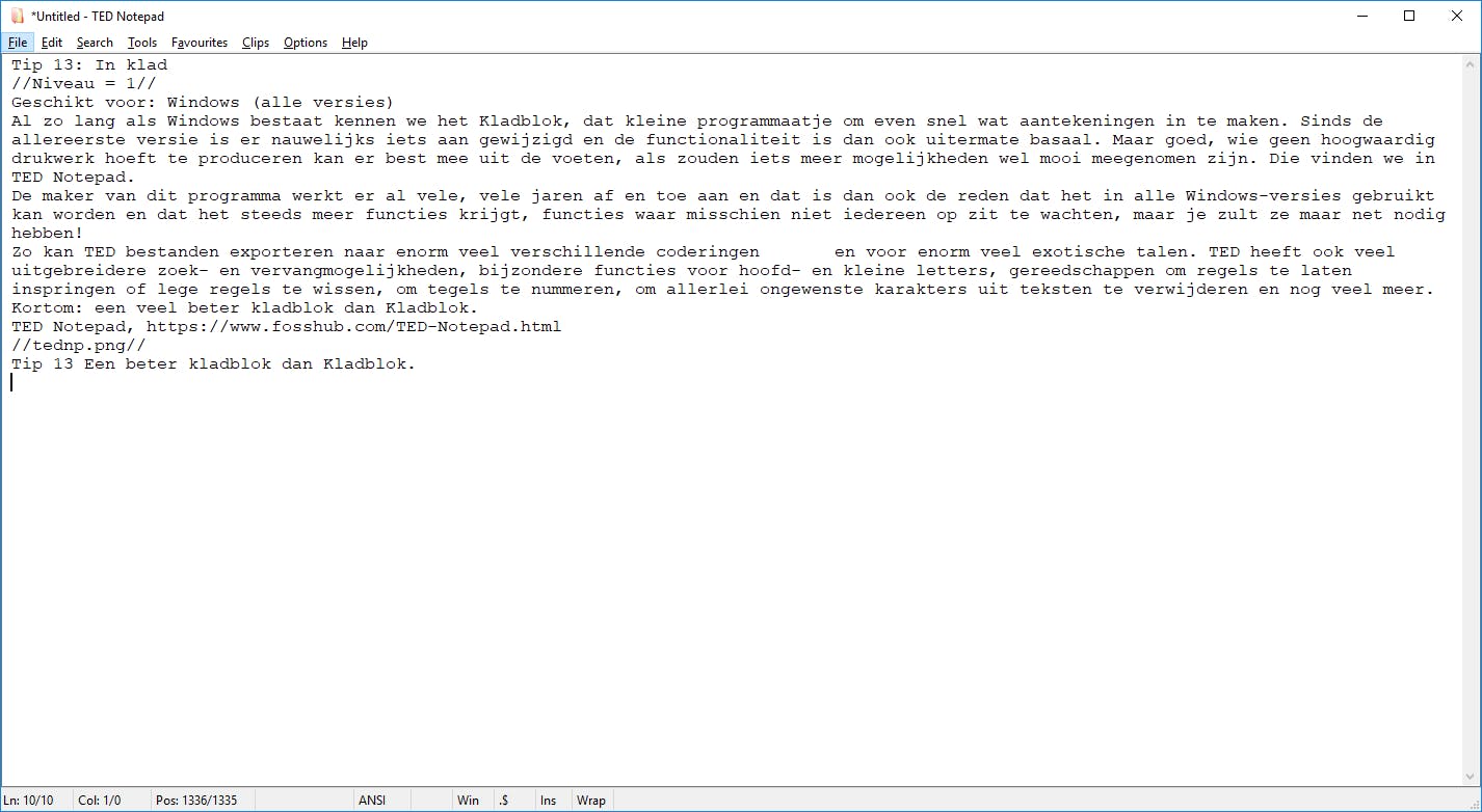 TED Notepad is een uitgebreider kladblok dan Kladblok.