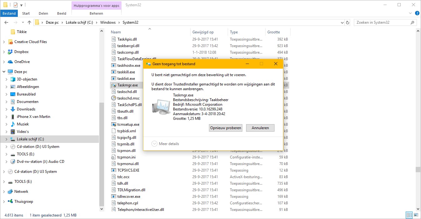 Dat je een bestand in de map System32 niet kunt verwijderen, daar is een goede reden voor.