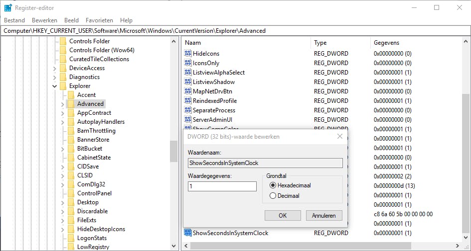Registersleutels en -waarden kun je creëren en aanpassen vanuit de register-editor.