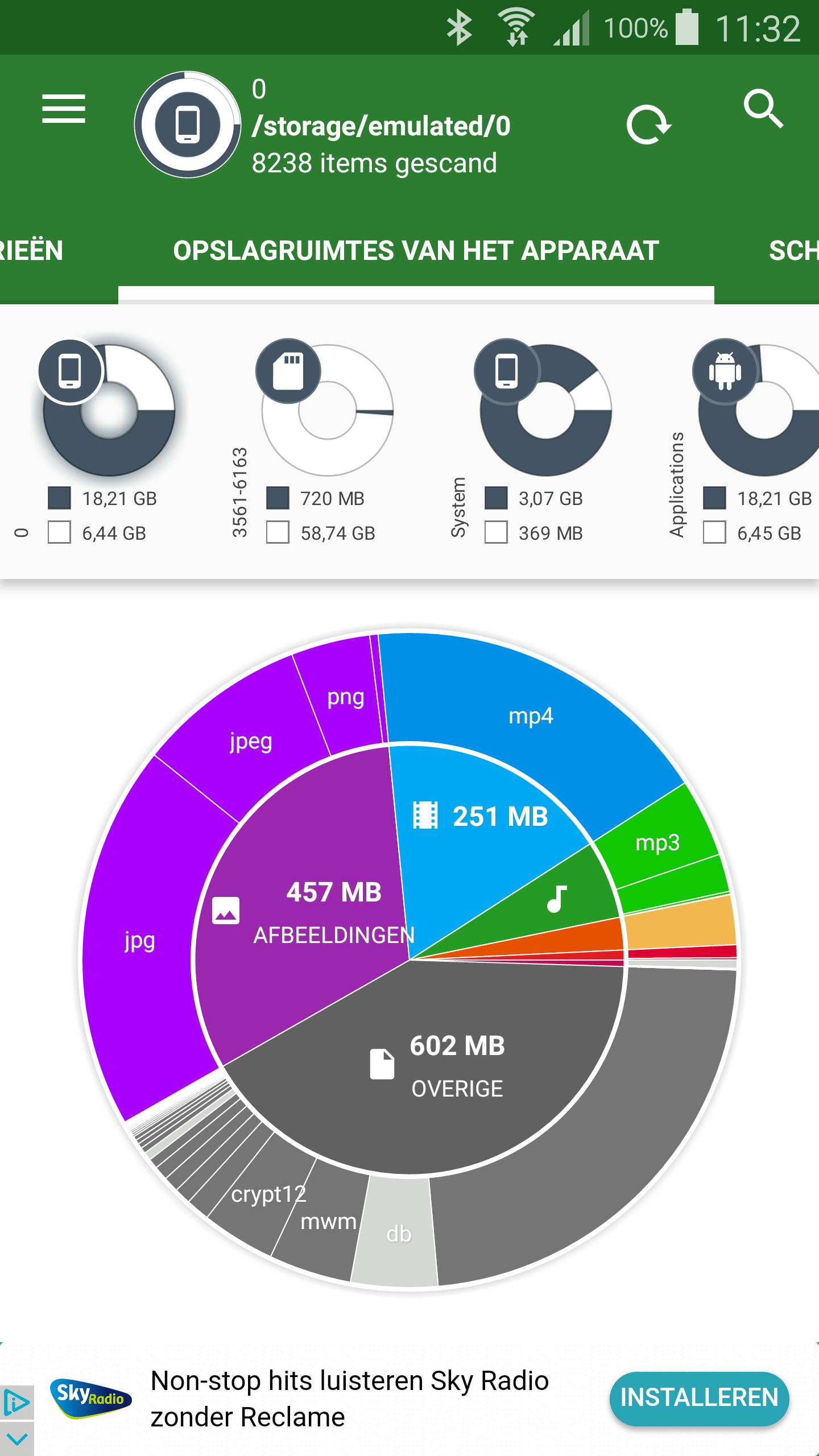 Discs laat zien welke onderdelen de meeste ruimte innemen.