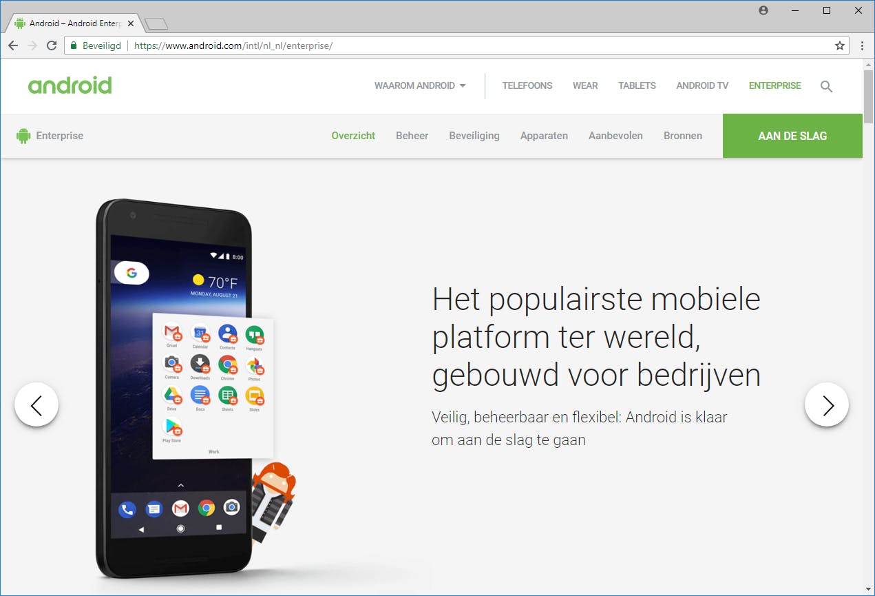Android is geschikt voor zakelijk gebruik.