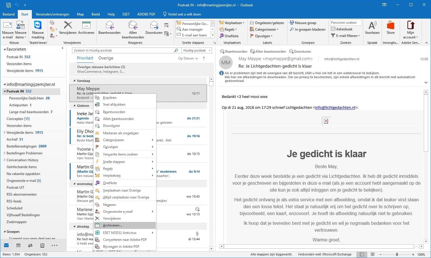 Archiveer of verwijder e-mails als je er klaar mee bent, je hoeft echt geen stadsarchief op te bouwen.