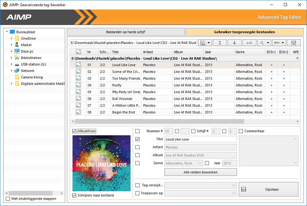 Je past indien nodig rechtstreeks de metagegevens van muziekbestanden aan.
