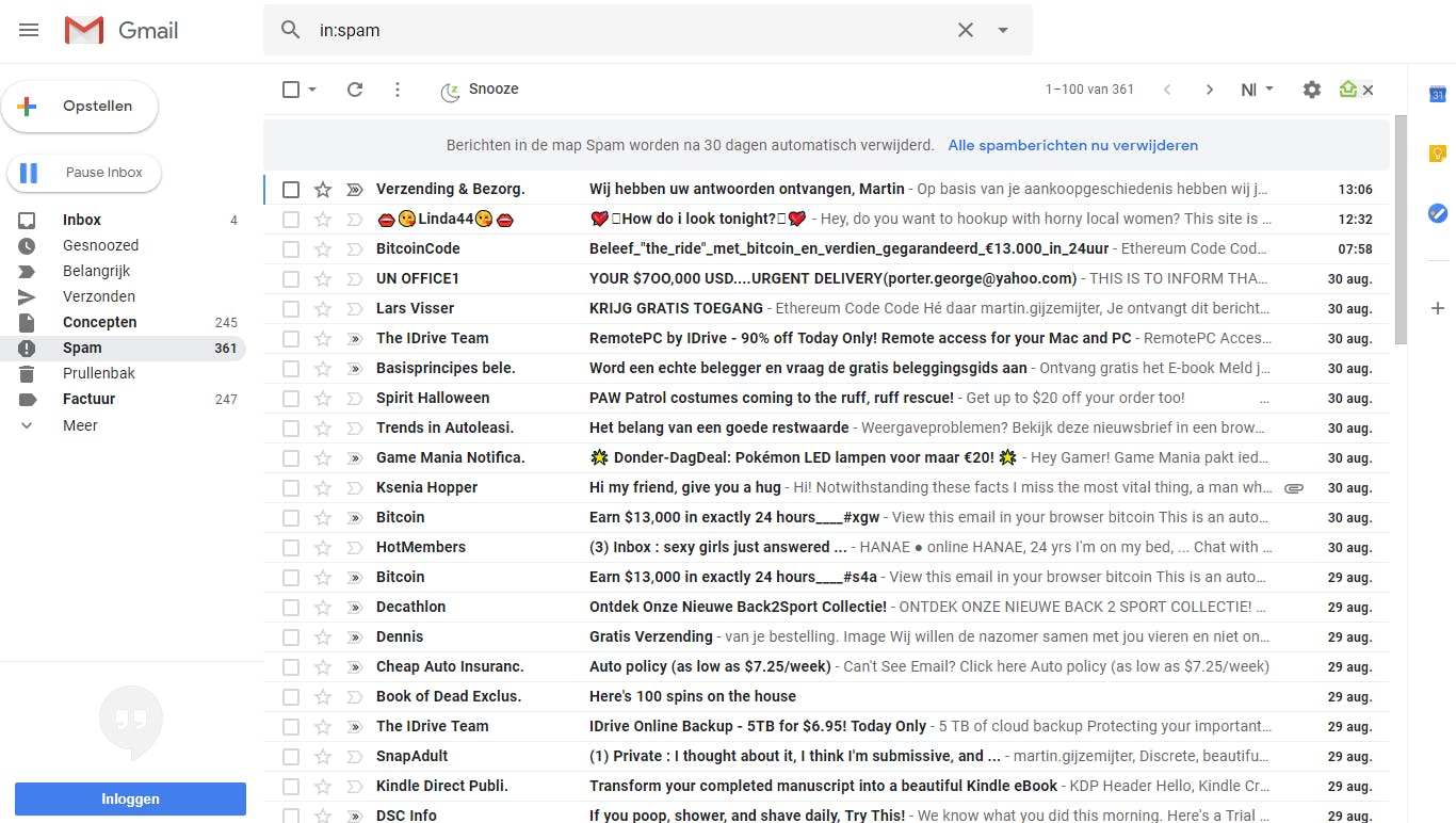 Zorg voor een goed spamfilter, dat brengt onmiddellijk rust in je mailbox.