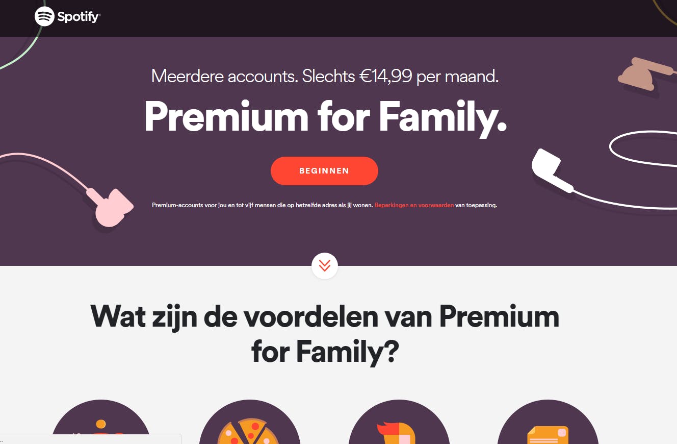 Een familie-abonnement in Spotify loont als iedereen in huis Spotify wil gebruiken of je meerdere hubs wilt maken.