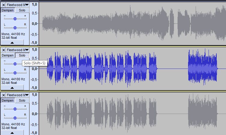 04 Een kanaal afzonderlijk zonder alle instrumenten afspelen kan met de Solo-knop.