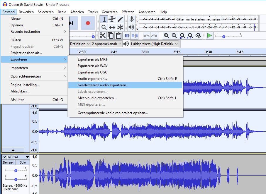 05 Ieder afzonderlijk audiokanaal kun je exporteren, zodat je die kunt gebruiken in een ander project.