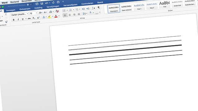 Snelle lijnen in Word
