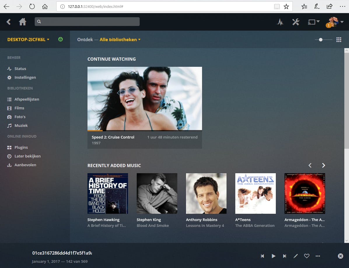 Tip 03 In tegenstelling tot Kodi bevindt de interface van Plex zich volledig in je browser.