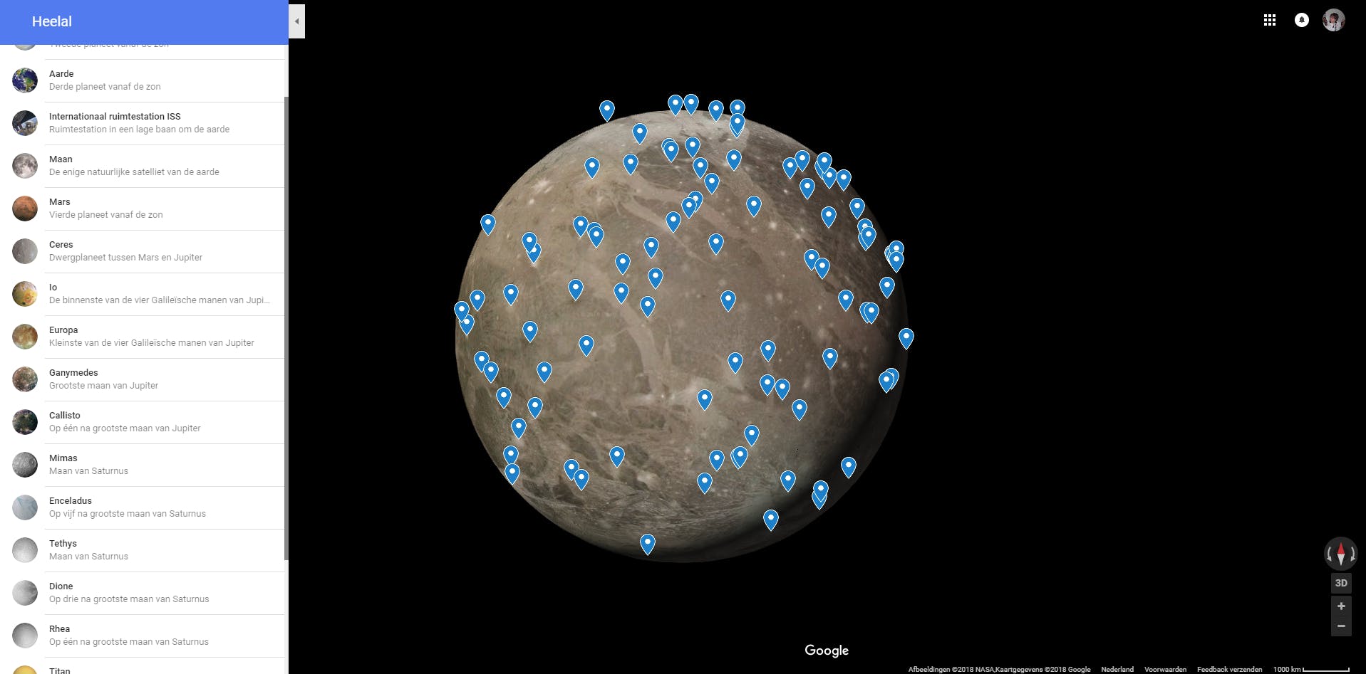 Google Maps beperkt zich inmiddels niet meer tot alleen de aarde.