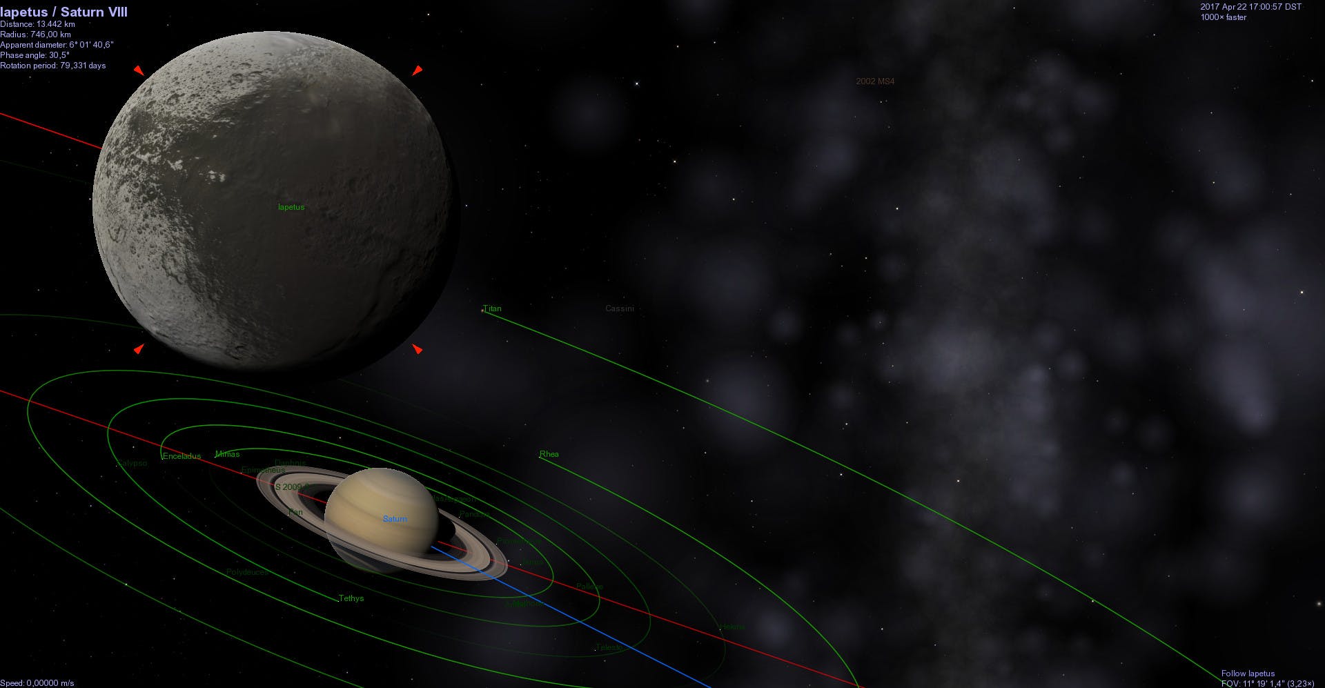 Met Celestia Space kun je héél veel informatie zien over planeten en andere hemellichamen.