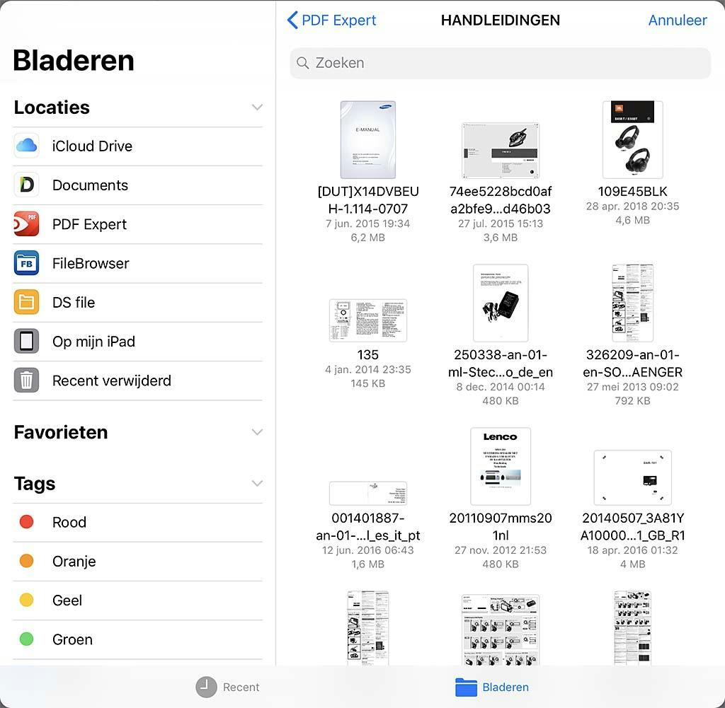 De bestandsbeheerder van iOS is ook beschikbaar in Mail