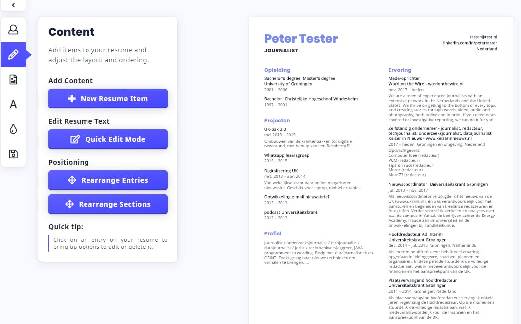 Tip 10: Met Ceev maak je gemakkelijk en snel een mooi CV aan de hand van je LinkedIn-profiel.