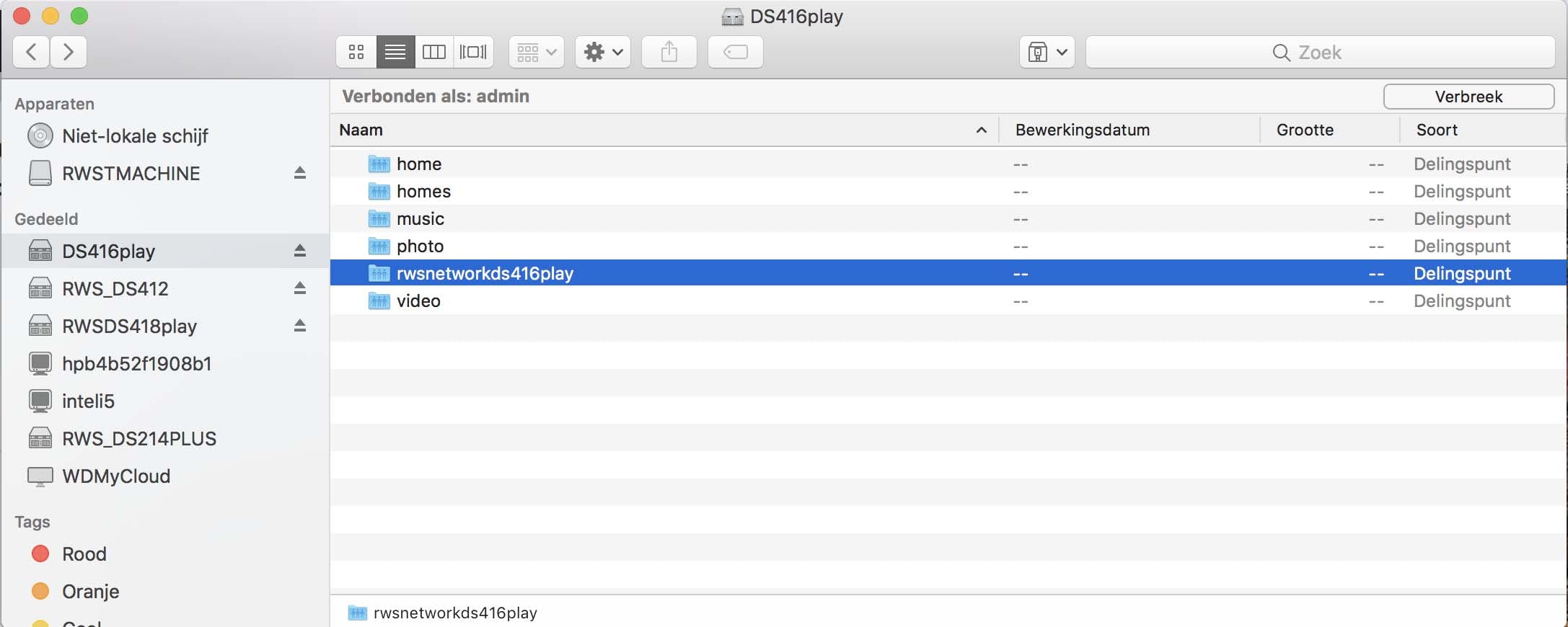 Koppel een NAS in Mac OS