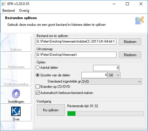 Tip 04: KFK kan gemakkelijk en snel bestanden in kleine delen splitsen.