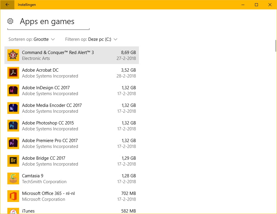 Tip 05 Welk programma de meeste ruimte opslokt, is eenvoudig te ontdekken.