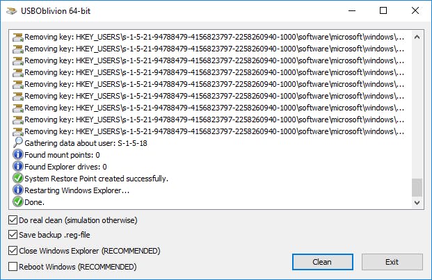 Tip 01 USBOblivion heeft een simpele en heldere interface. Simulate, Clean en klaar.