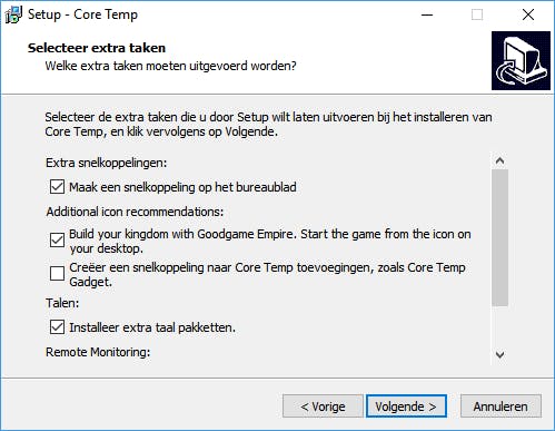 Wees altijd alert tijdens de installatie van programma’s om ongewenste extra software en/of aanpassingen te voorkomen.