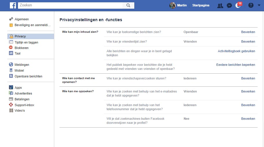 Tip 09 Zorg dat je je privacy-instellingen goed regelt.
