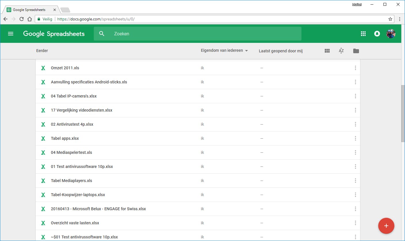 Tip 01 Wie weet heb je (onbedoeld) al eerder documenten opgeslagen in Google Spreadsheets.