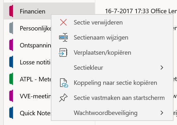 Tip 05 Via de rechtermuisknop pas je de eigenschappen van de sectie aan.