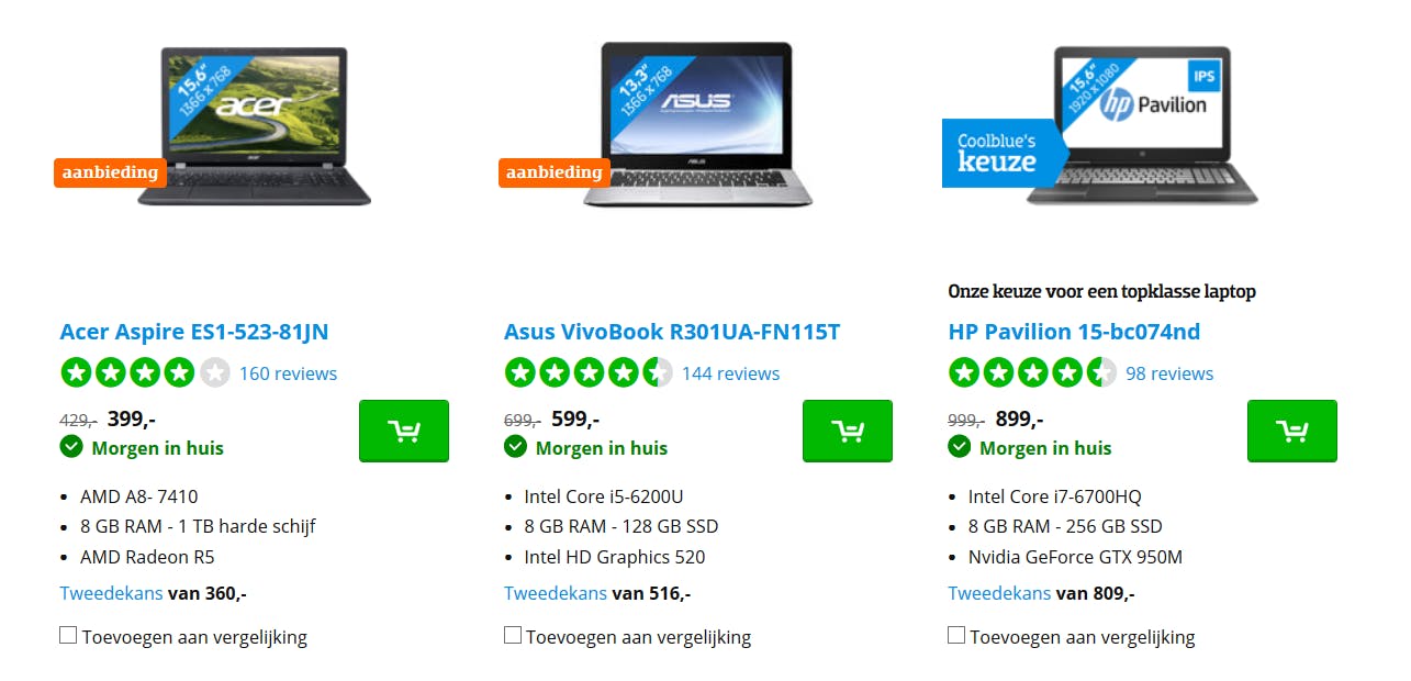 Hardware afkomstig uit retourzendingen.