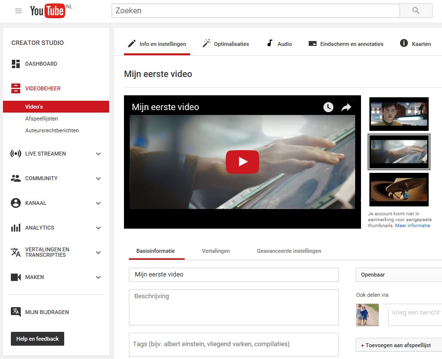 Tip 05 Je kunt in Creator Studio je video’s verder verbeteren, ondertitels toevoegen en nog veel meer.