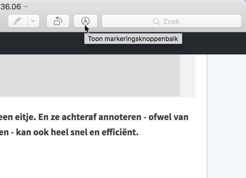 Als je de gemaakte screenshot in Voorvertoning hebt geopend klik je hier