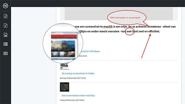 Een geannoteerde screenshot