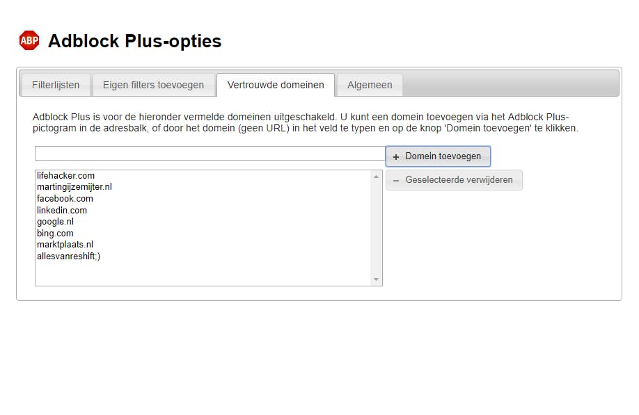 Tip 05 Door je favoriete sites te whitelisten, kun je daar nog gewoon de advertenties van zien.