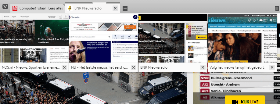 Tip 03 Als de muis boven een tabgroep hangt, verschijnen miniatuurtjes van de sites.