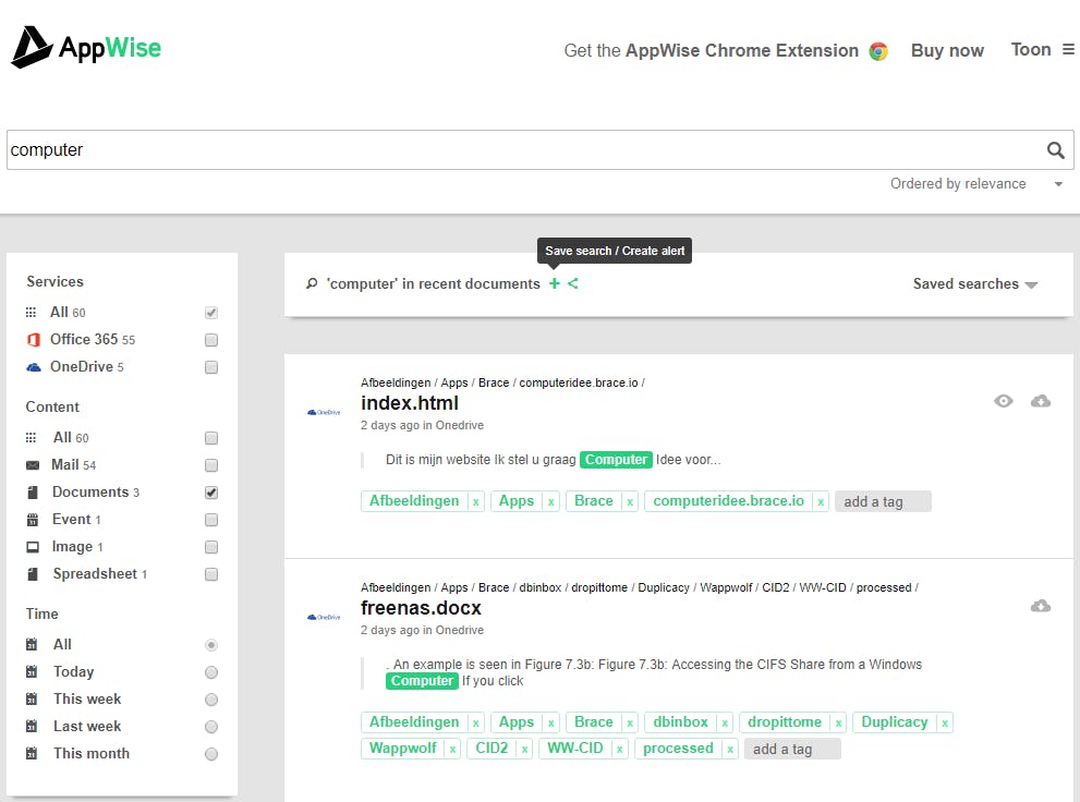 Tip 05 Je bepaalt zelf in welke services, datatypes en periode je wilt zoeken.