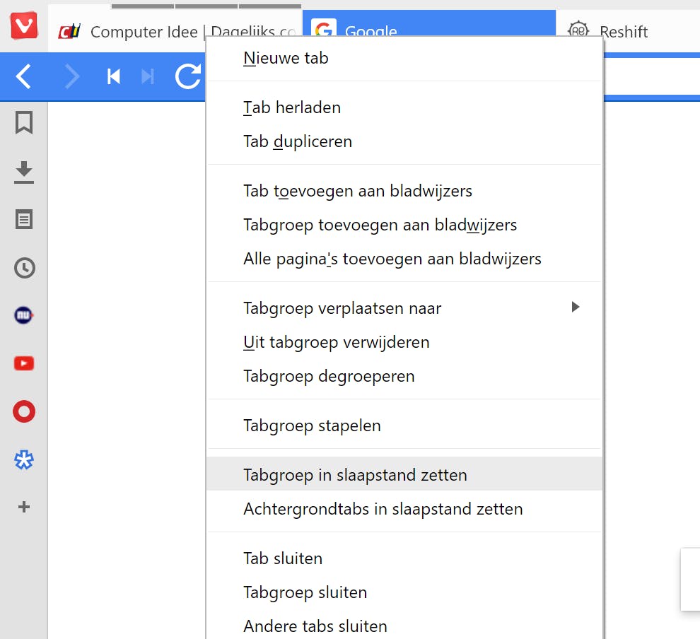 Tip 06 Zeker voor oudere computers handig: tabbladen in slaapstand zetten.