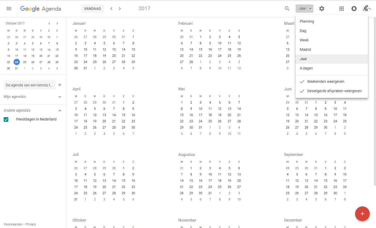 In Google Agenda kun je heel eenvoudig alle feestdagen importeren.