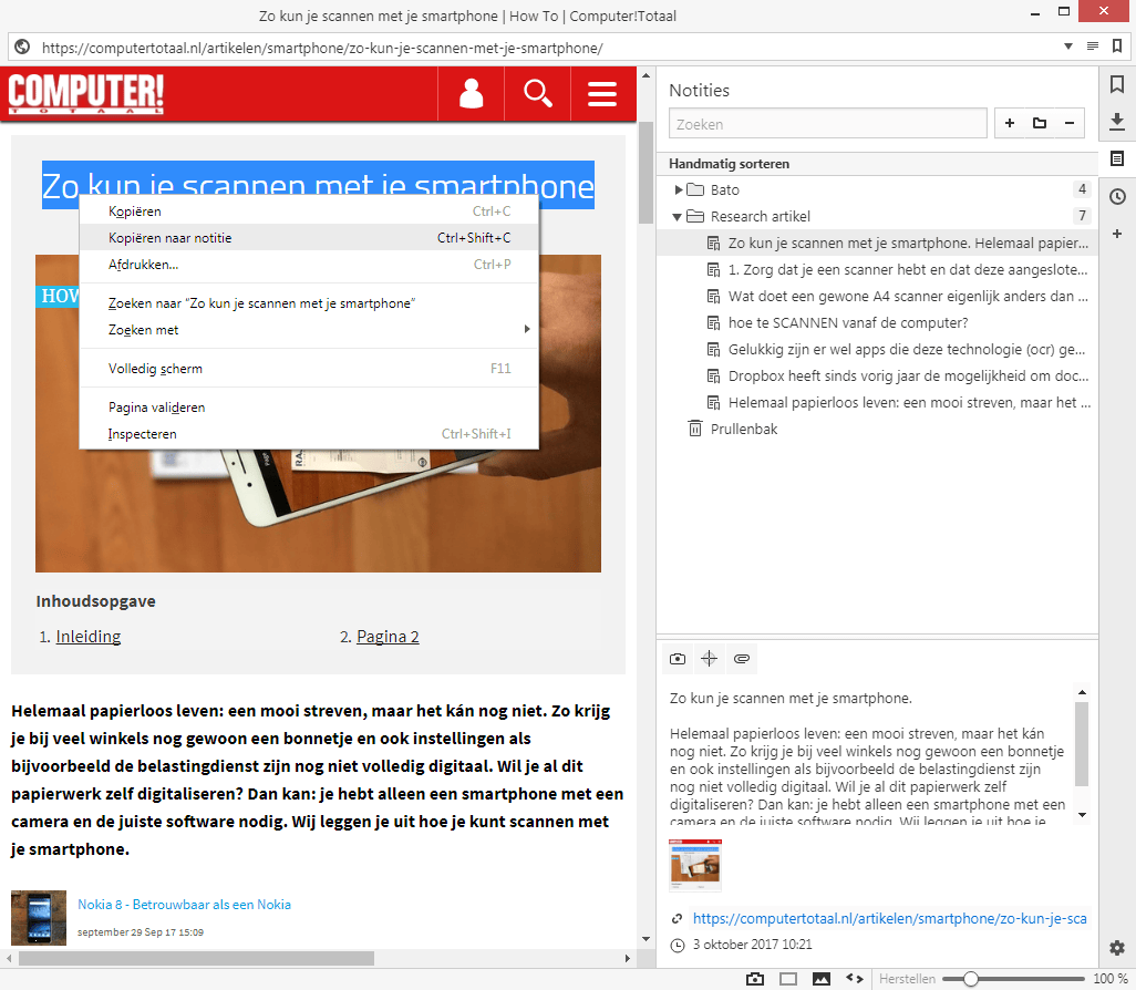 Tip 10 Maak een notities en sla ze op een centrale plek in Vivaldi op.
