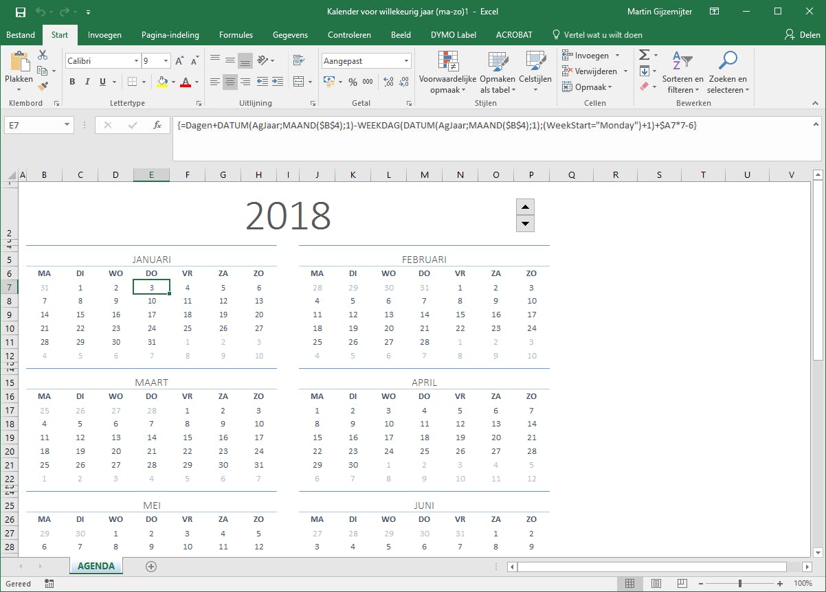 In Excel vind je meer dan genoeg sjablonen voor je jaarkalender.