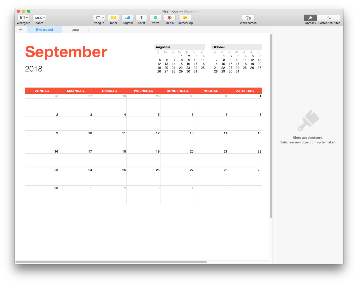 Ook Numbers heeft sjablonen, die zijn een stuk minder flexiblel.