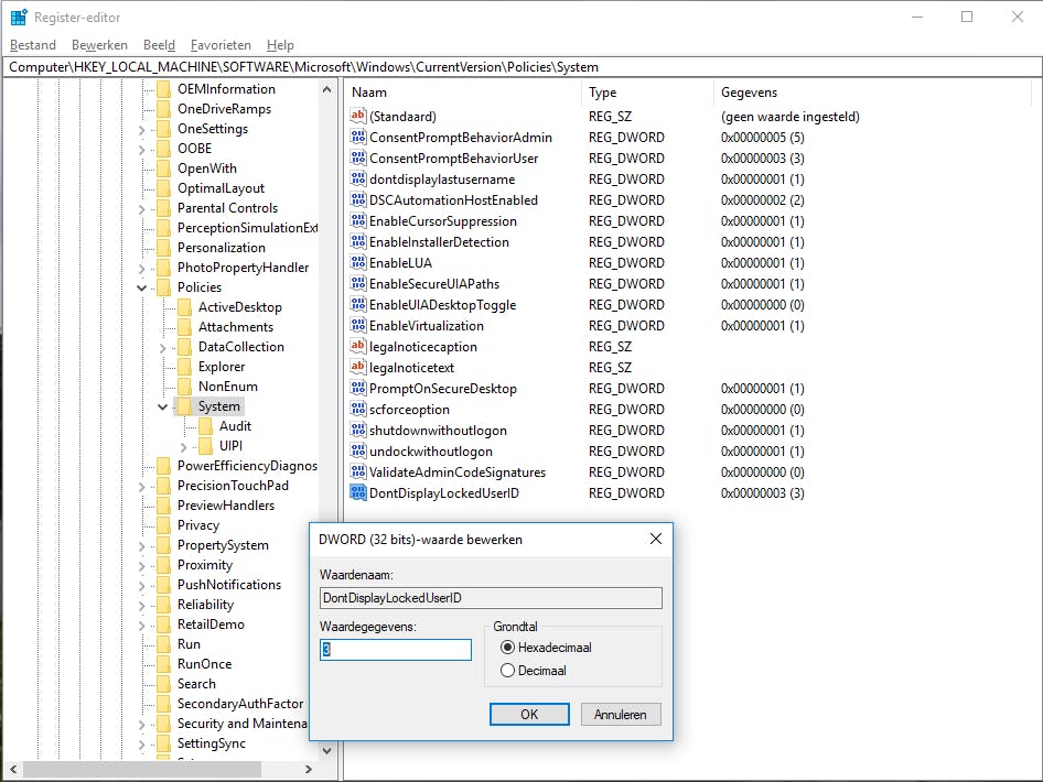 Tip 07 Via het Register kun je de login-gegevens van het login-scherm verwijderen.