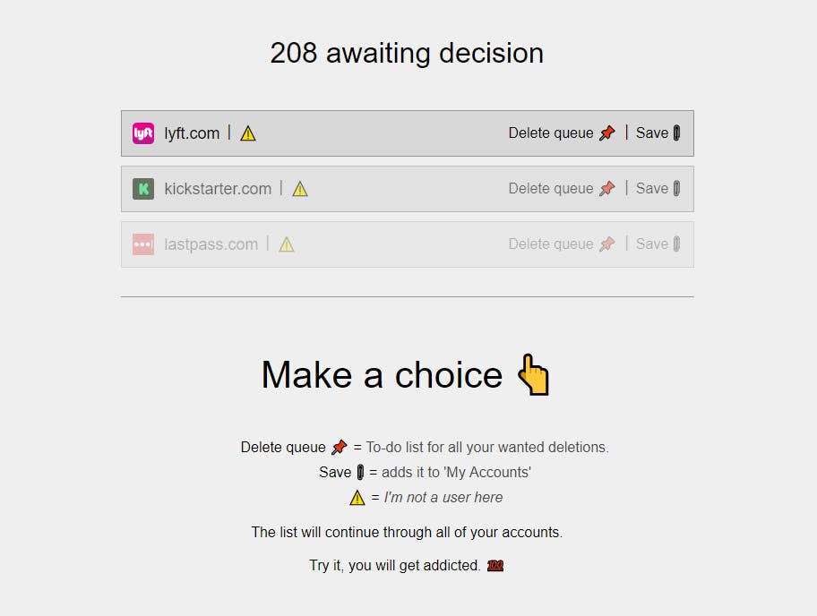 Geef aan welke websites je wilt nomineren voor verwijdering.