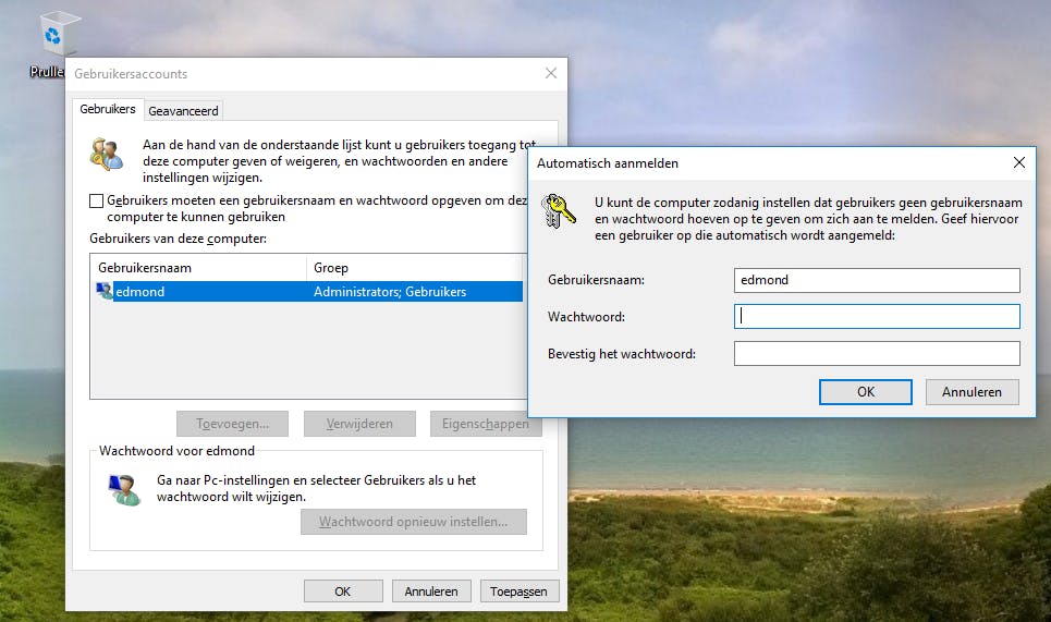 Tip 12 Ben je moe van alle wachtwoorden, ook in Windows 10 kun je nog automatisch inloggen.
