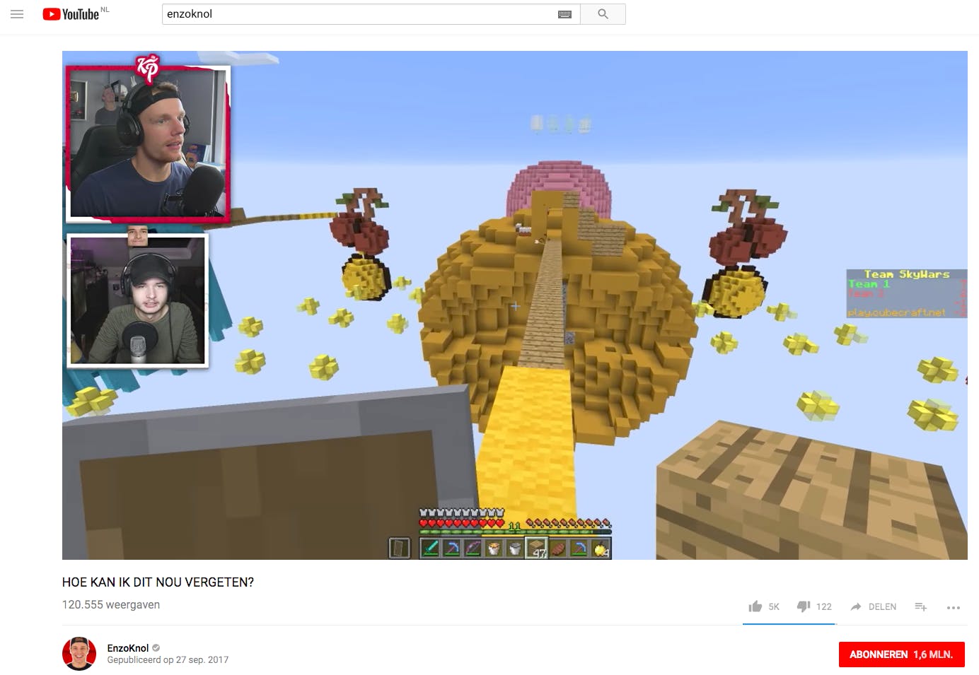 Enzo Knol is een van de grootste vloggers van Nederland. Ruim 1,6 miljoen fans volgen zijn avonturen terwijl hij Minecraft speelt.