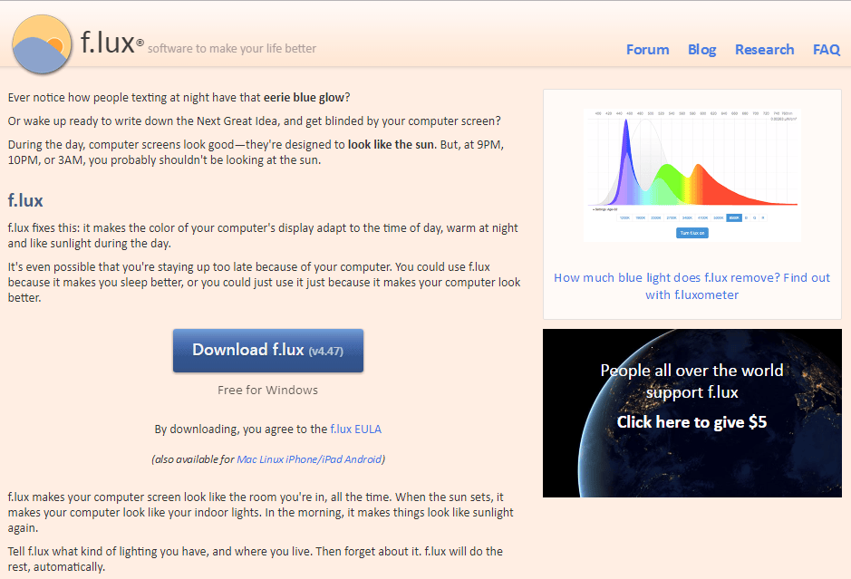 08 Blauw licht van beeldschermen houdt ons wakker, installeer dus een tool als f.lux.