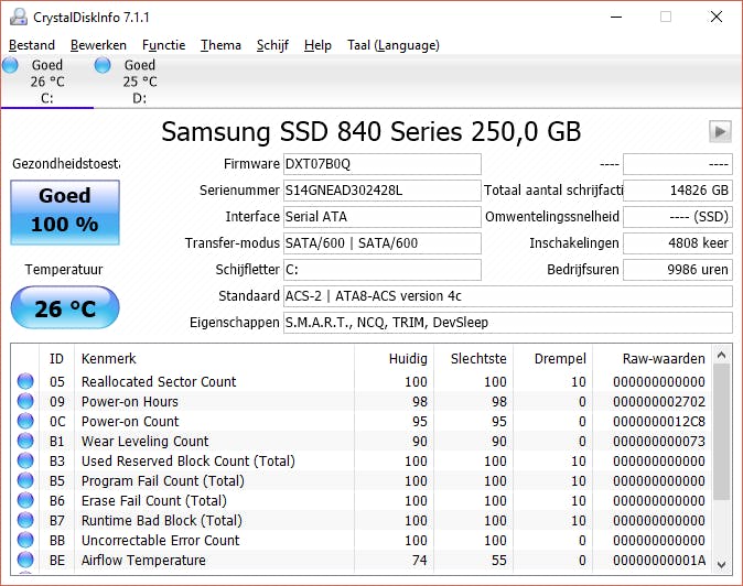 Houd eenvoudig in de gaten wat de status van je harde schijven is met CrystalDiskInfo.