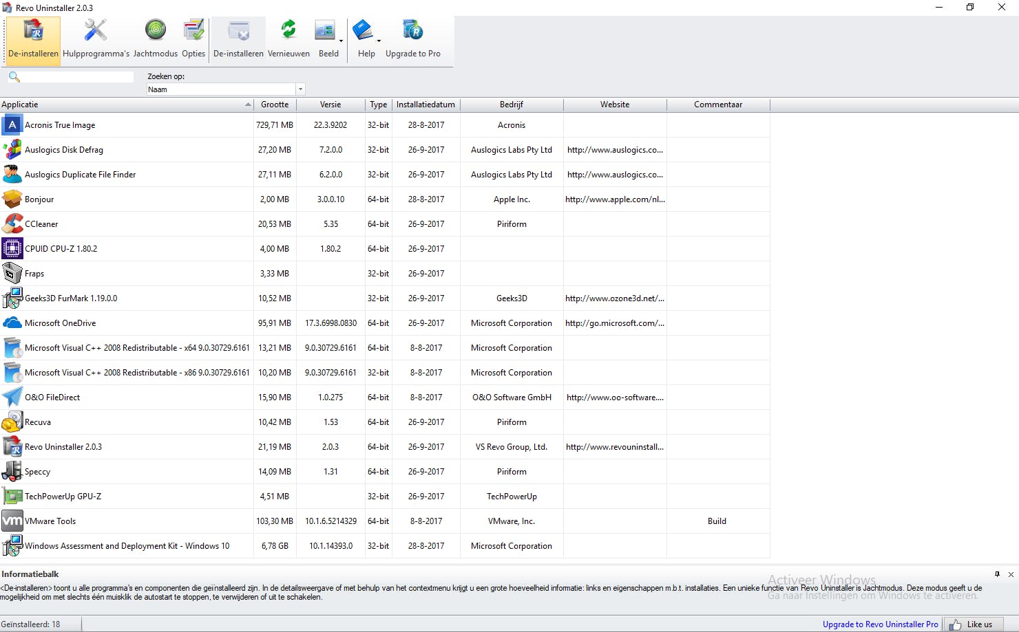 Revo Uninstaller maakt grondiger schoon dan het standaard Windows onderdeel.