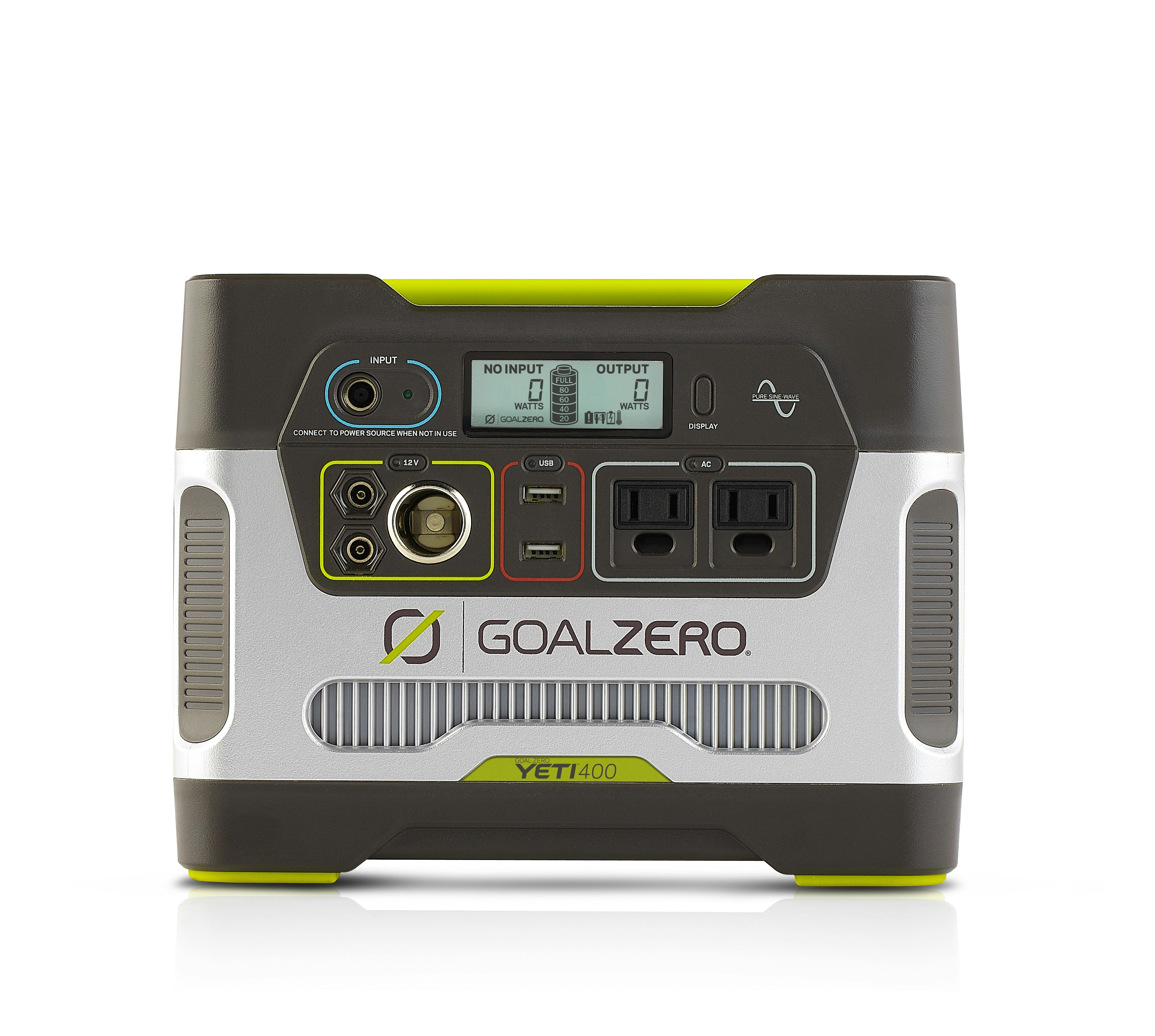 Tip 07 De Goal Zero Yeti 400 beschikt over twee mobiele stopcontacten.