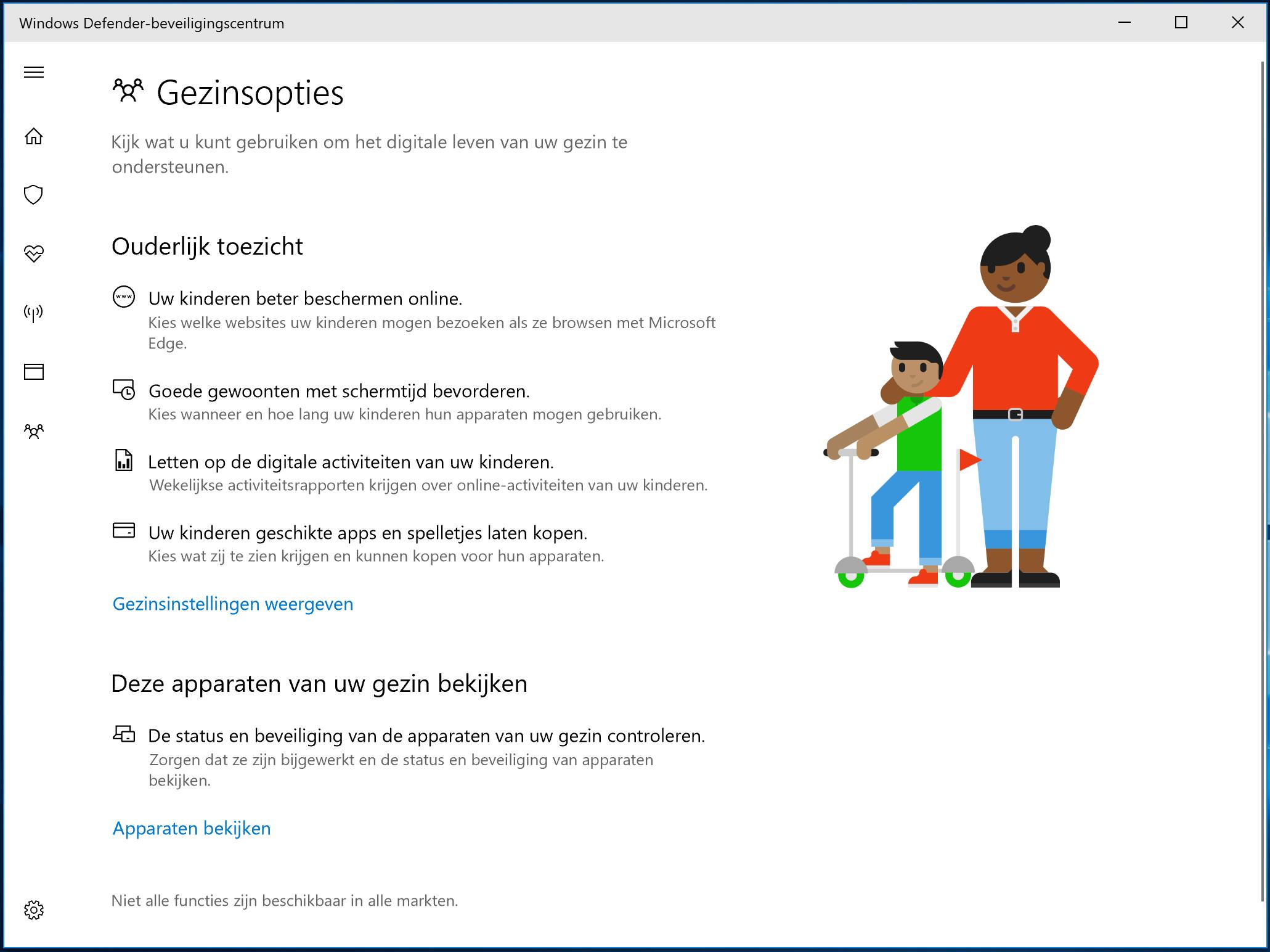 De gezinsopties in Windows 10.