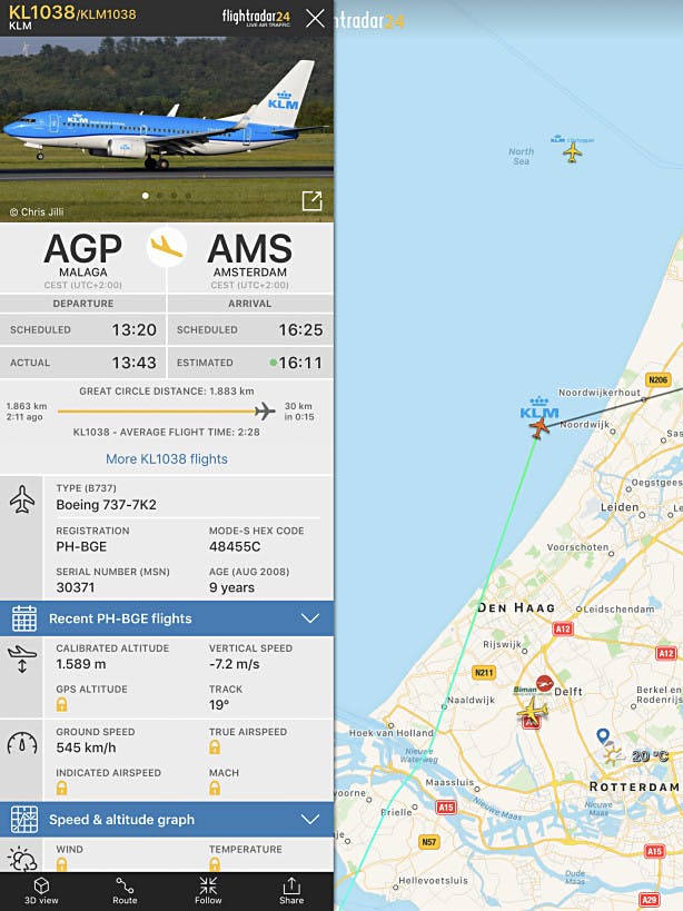 Flightradar24 in actie